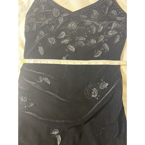 Vintage Xscape Velvet Stretch Flare Hem Maxi Black Y2K Whimsigoth Dress Size 6 - Picture 10 of 13